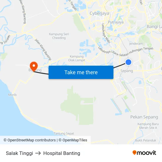 Salak Tinggi to Hospital Banting map