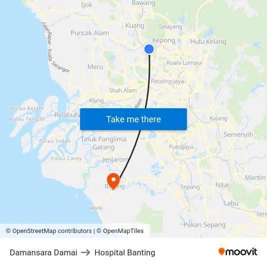 Damansara Damai to Hospital Banting map