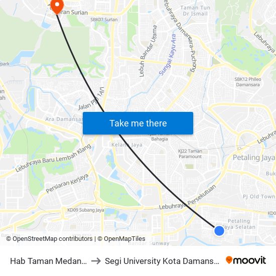 Hab Taman Medan (Pj137) to Segi University Kota Damansara Campus map