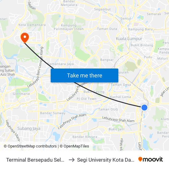 Terminal Bersepadu Selatan (Tbs) (Kl779) to Segi University Kota Damansara Campus map