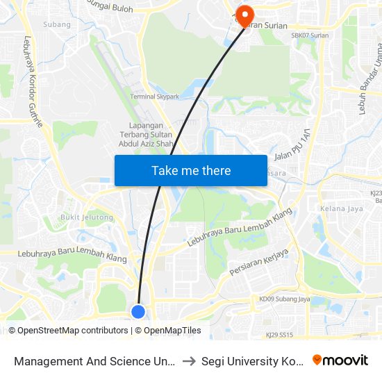Management And Science University (Msu), Shah Alam (Sa114) to Segi University Kota Damansara Campus map