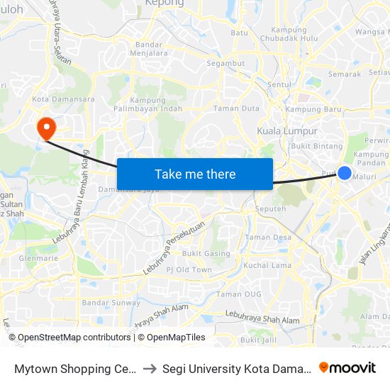Mytown Shopping Centre (Kl389) to Segi University Kota Damansara Campus map