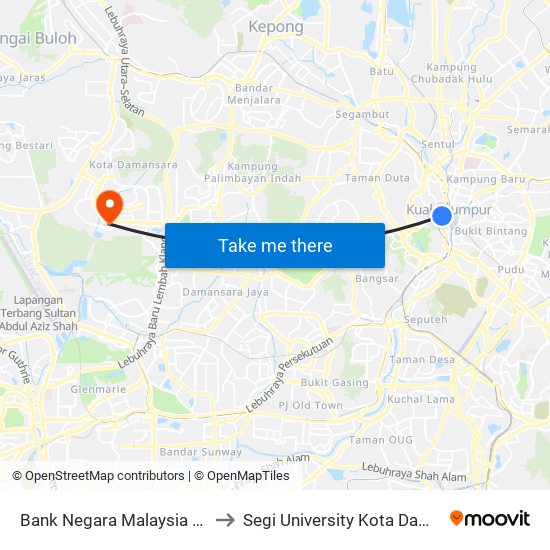 Bank Negara Malaysia (Bnm) (Kl1051) to Segi University Kota Damansara Campus map