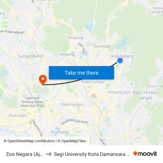 Zoo Negara (Aj492) to Segi University Kota Damansara Campus map