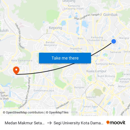 Medan Makmur Setapak (Kl731) to Segi University Kota Damansara Campus map