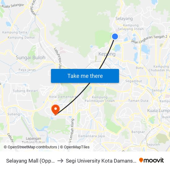 Selayang Mall (Opp) (Sl511) to Segi University Kota Damansara Campus map