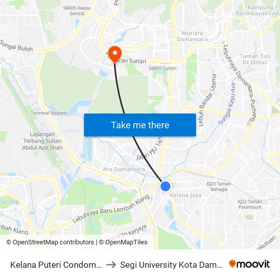 Kelana Puteri Condominium (Pj686) to Segi University Kota Damansara Campus map