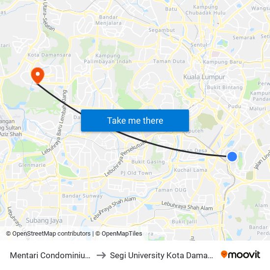 Mentari Condominium (Kl1957) to Segi University Kota Damansara Campus map
