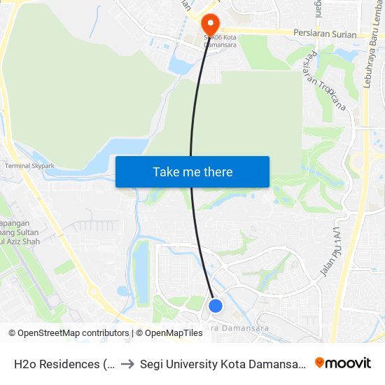 H2o Residences (Pj680) to Segi University Kota Damansara Campus map