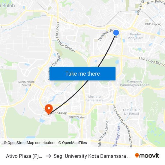 Ativo Plaza (Pj859) to Segi University Kota Damansara Campus map