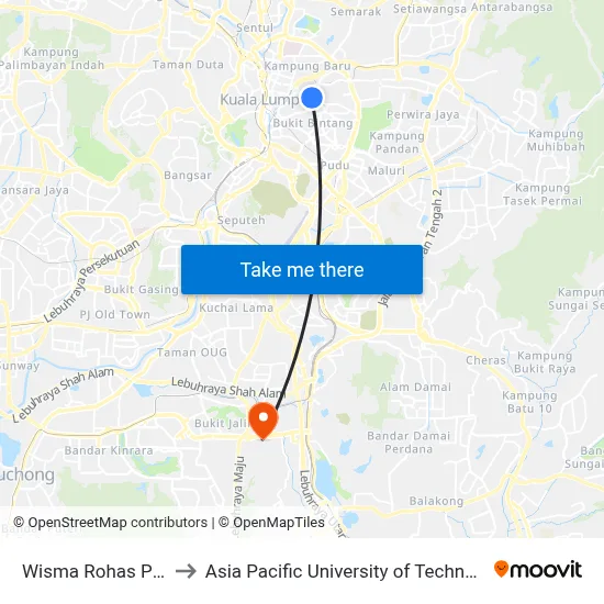 Wisma Rohas Perkasa (Kl87) to Asia Pacific University of Technology & Innovation (APU) map