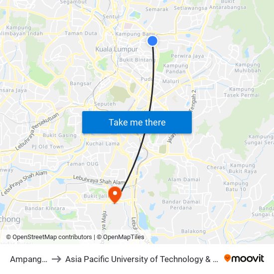 Ampang Park to Asia Pacific University of Technology & Innovation (APU) map