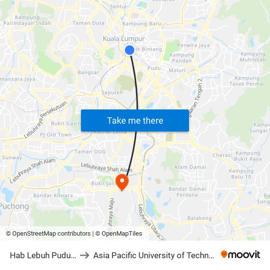 Hab Lebuh Pudu (Tss) (Kl101) to Asia Pacific University of Technology & Innovation (APU) map