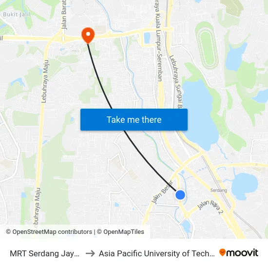 MRT Serdang Jaya, Pintu A (Sj786) to Asia Pacific University of Technology & Innovation (APU) map