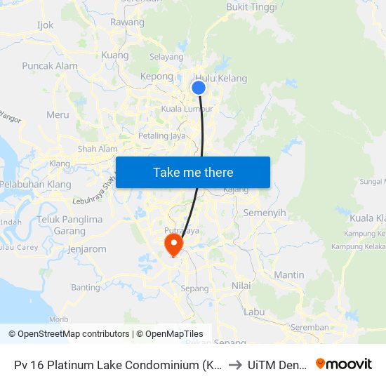 Pv 16 Platinum Lake Condominium (Kl1520) to UiTM Dengkil map