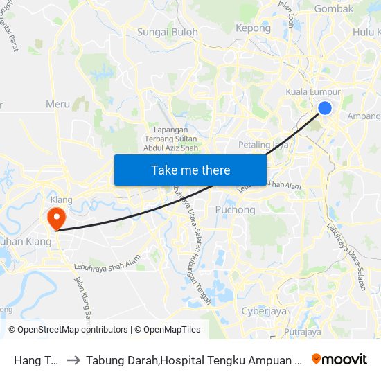 Hang Tuah to Tabung Darah,Hospital Tengku Ampuan Rahimah. map