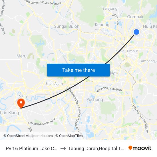 Pv 16 Platinum Lake Condominium (Kl1520) to Tabung Darah,Hospital Tengku Ampuan Rahimah. map