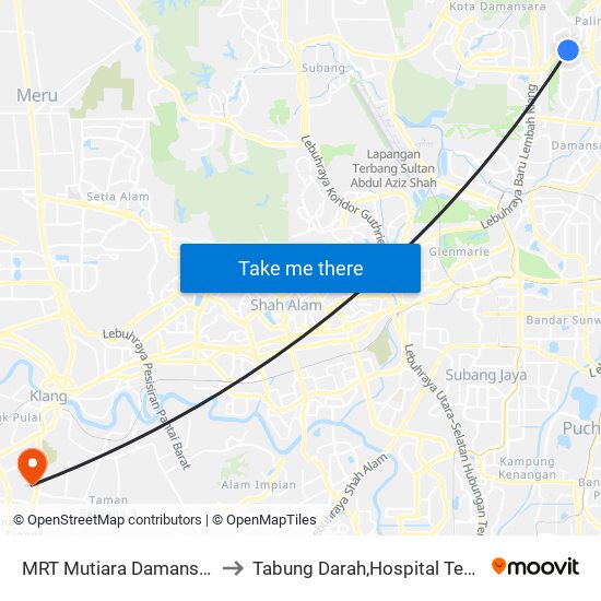 MRT Mutiara Damansara, Pintu B (Pj809) to Tabung Darah,Hospital Tengku Ampuan Rahimah. map