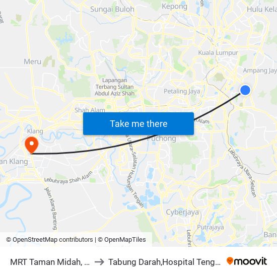 MRT Taman Midah, Pintu A (Kl799) to Tabung Darah,Hospital Tengku Ampuan Rahimah. map