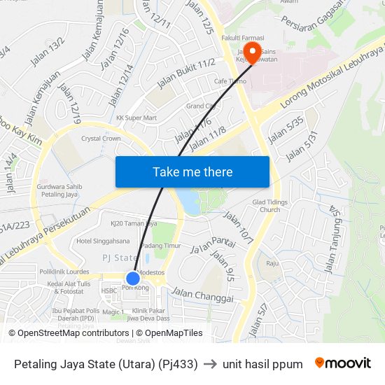 Petaling Jaya State (Utara) (Pj433) to unit hasil ppum map