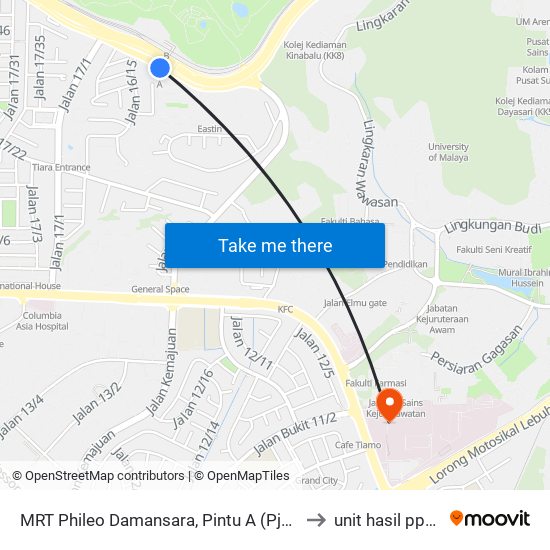 MRT Phileo Damansara, Pintu A (Pj823) to unit hasil ppum map