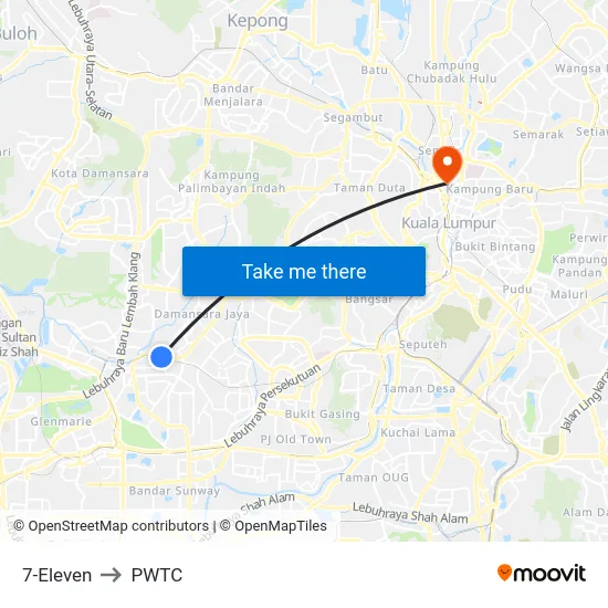 7-Eleven to PWTC map