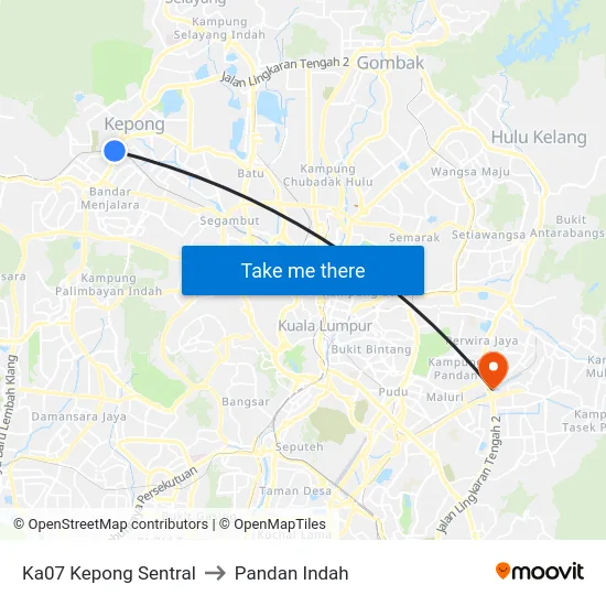 Ka07 Kepong Sentral to Pandan Indah map
