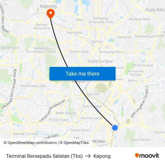 Terminal Bersepadu Selatan (Tbs) to Kepong map
