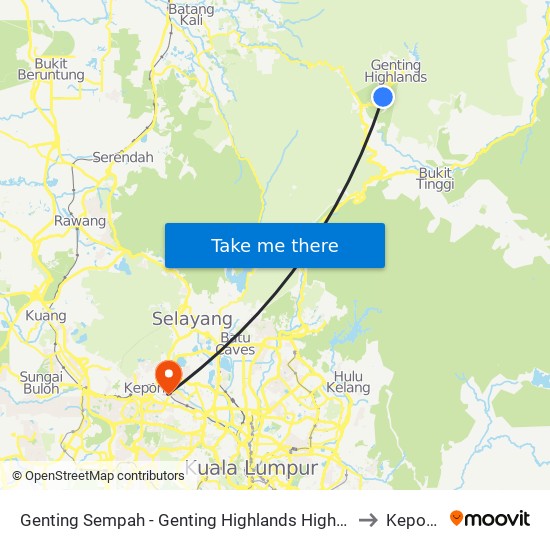 Genting Sempah - Genting Highlands Highway to Genting Sempah - Genting Highlands Highway map