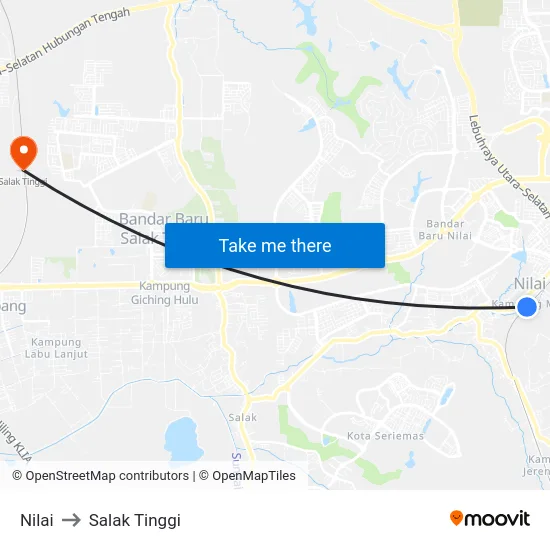 Nilai to Salak Tinggi map
