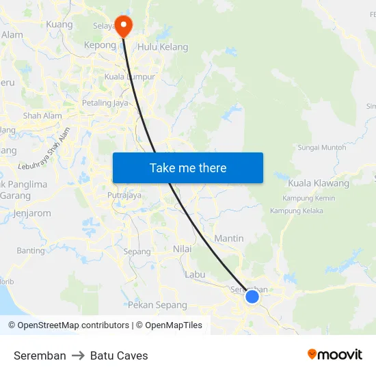 Seremban to Batu Caves map