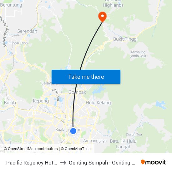 Pacific Regency Hotel Apartments to Genting Sempah - Genting Highlands Highway map