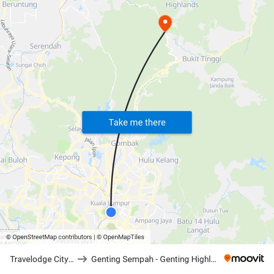 Geo Hotel to Genting Sempah - Genting Highlands Highway map