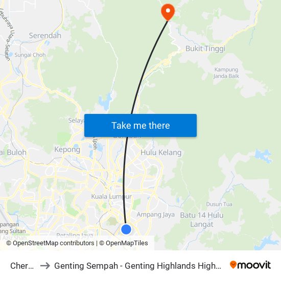 Cheras to Genting Sempah - Genting Highlands Highway map