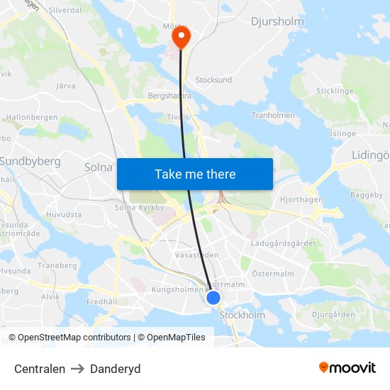 Centralen to Danderyd map