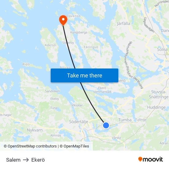 Salem to Ekerö map