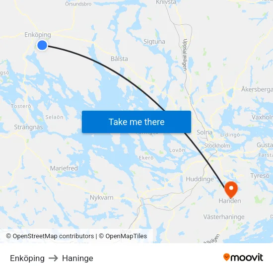 Enköping to Haninge map