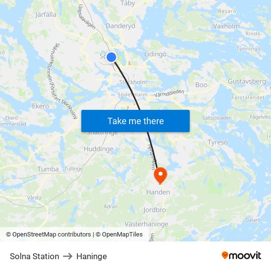 Solna Station to Haninge map