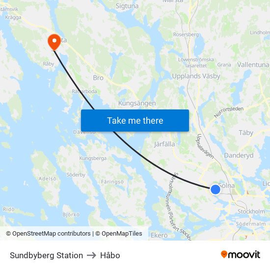 Sundbyberg Station to Håbo map