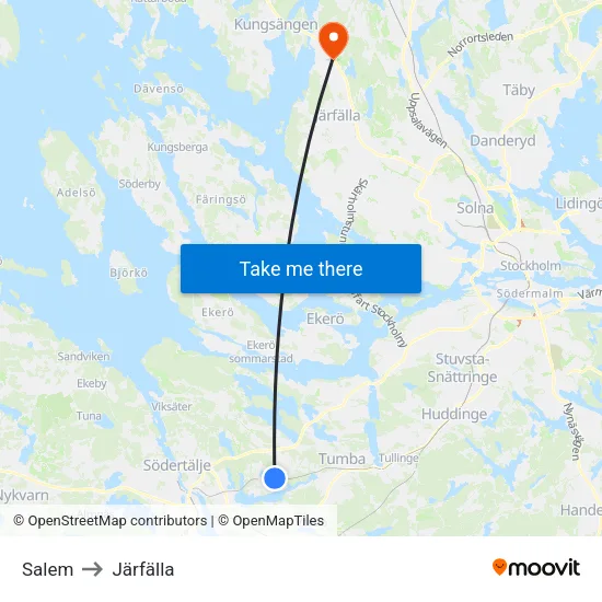 Salem to Järfälla map