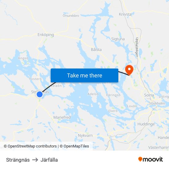 Strängnäs to Järfälla map
