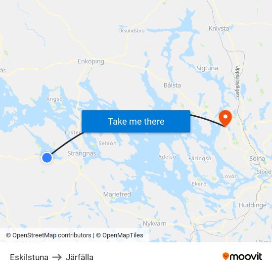 Eskilstuna to Järfälla map