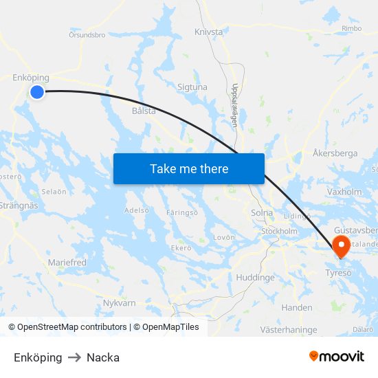 Enköping to Nacka map