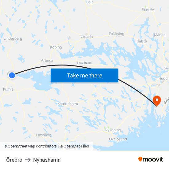 Örebro to Nynäshamn map