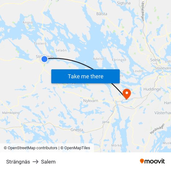 Strängnäs to Salem map