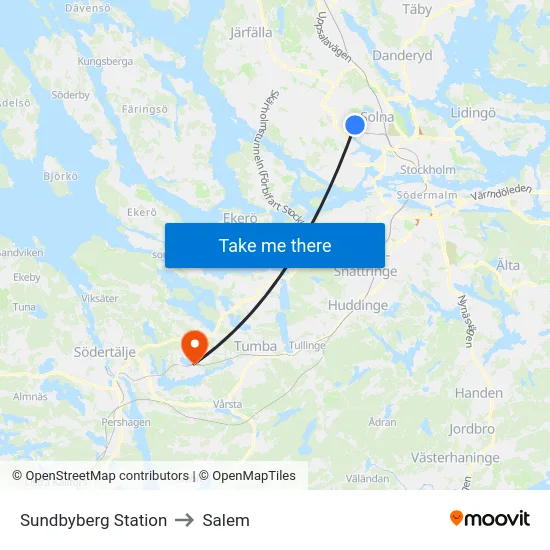 Sundbyberg Station to Salem map