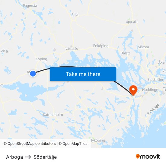 Arboga to Södertälje map