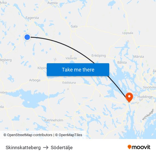 Skinnskatteberg to Södertälje map