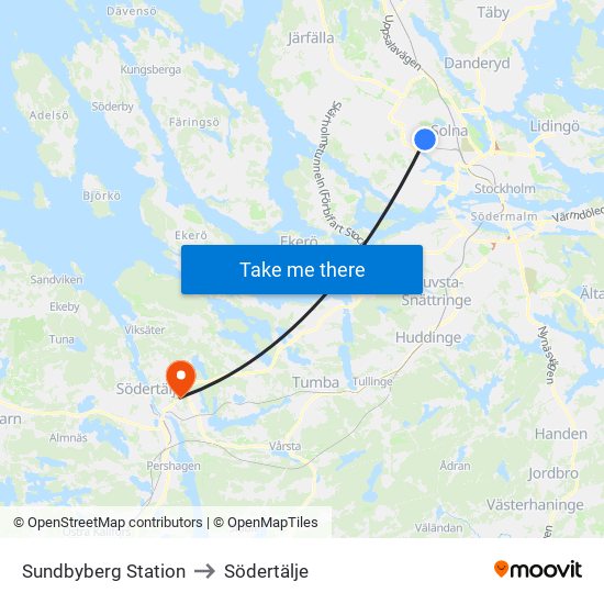 Sundbyberg Station to Södertälje map