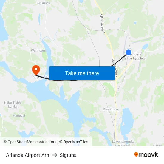 Arlanda Airport Arn to Sigtuna map